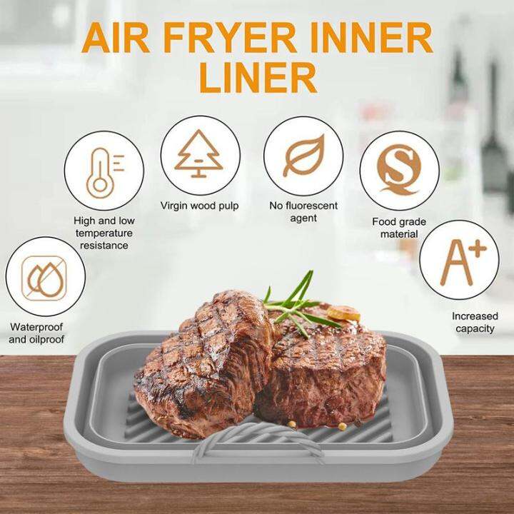 2ชิ้นหม้อทอด-air-fryer-หม้อซิลิโคนพร้อมที่จับทนความร้อนได้กันติดกระทะซิลิโคนหม้อทอด-air-fryer-ซับหม้อทอด-air-fryer-ทนความร้อนได้ซับหม้อทอด-air-fryer-ไม่ติดกระทะซิลิโคนหม้อทอด-air-fryer