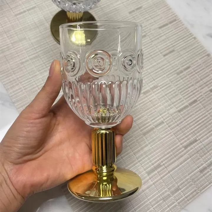 Embossed Crystal Goblet Champagne Glassware Wine Glassware Water