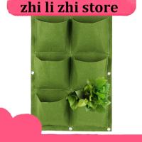 zhilizhi Store 6 Pockets Green Wall-mounted Planting Bag Vertical Flower Plant Bag Vegetable Pots Garden Decoration