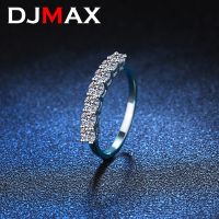 0.7CT DJMAX แหวนแต่งงานเพชรสีทองแหวนมอยส์ซอไนต์3มม. สำหรับผู้หญิงเข้าคู่สีเงิน