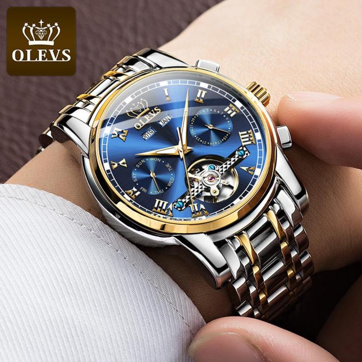 olevs-นาฬิกาผู้ชายที่มีคุณภาพสูงนำเข้านาฬิกาจักรกลปฏิทินกันน้ำมัลติฟังก์ชั่ธุรกิจนาฬิกาข้อมือ