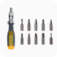 KER 11 in 1 Ratcheting Multitool Screwdriver Multi-function Magnetic Screwdriver Professional Angle Screwdriver Repair Tool Yellow