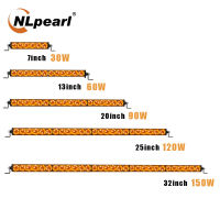 NLpearl LED แถบแสงสำหรับทำงาน7 32นิ้วสีเหลืองแท่ง Led ไฟสปอตสำหรับ Offroad 4X4 4WD ATV UAZ รถบรรทุกรถบรรทุก12V 24V ไฟ Led ทำงาน