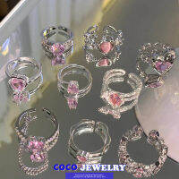 COCOJEWELRY เพทายระยิบระยับเป็นพิเศษไฮเอนด์,หรูหราน้ำหนักเบาแหวนปรับขนาดได้แหวนใส่นิ้วดัชนีสำหรับผู้หญิงที่เรียบง่ายไม่สมมาตร