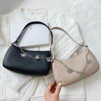 ◆❀ Fashion Women Butterfly Chain Shoulder Bags Ladies Pure Color Small Shopper Bag Purse Female Handbags PU Leather Hobo Bag Clutch