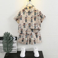 Boys Shirt Summer Suit 2023 New Style Fried Street Childrens Short-Sleeved Shirt Boys Summer Wear Beach Hong Kong Style Fashion