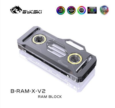 Bykski RAM Water Block RGB,หม้อน้ำทองแดง + ฝาครอบอลูมิเนียม,Memory Liquid Cooler, 2/4ช่อง,5V/12V SYNC,B-RAM-X-V2