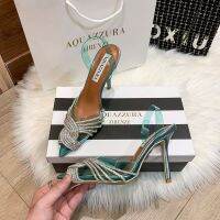 Aquazzura ใหม่ รองเท้าส้นสูง 10 ซม. 10 ซม. แฟชั่นฤดูใบไม้ผลิ ฤดูร้อน สําหรับผู้หญิง 2023