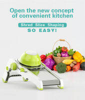 SMART MANDOLINE SLICER เครื่องสไลด์ผัก หั่นผักและผลไม้ หั่นมันฝรั่ง(สีเขียว)ใบมีดถอดลับได้