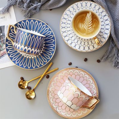 British Luxury Ceramic Coffee Cup European Small Coffee Cup And Saucer Set Home Afternoon Tea Exquisite Cup Spoon And Dish LB523
