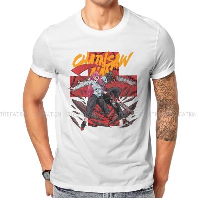 Chainsaw Man Anime Mens TShirt Power Denji Individuality Polyester T Shirt Harajuku Sweatshirts Hipster Size XS-4XL