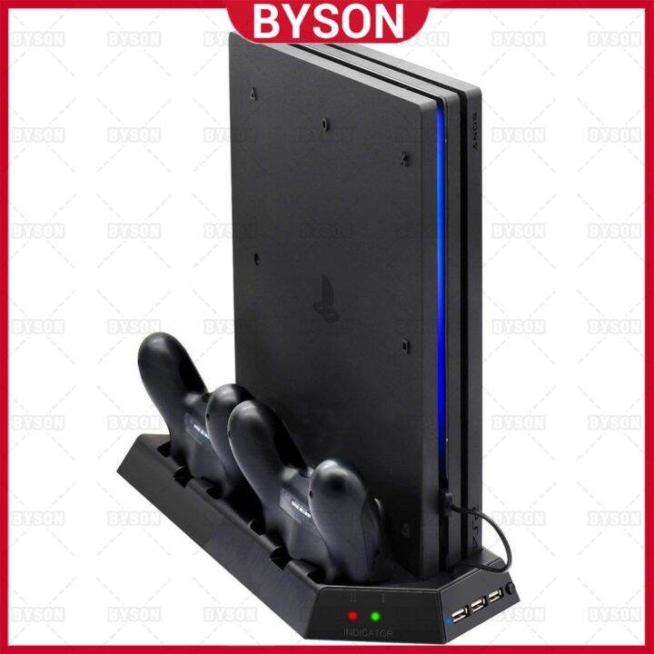 Byson PS4 Pro Slim Vertical Stand Cooling Fan Dual Charging Station