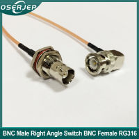 New BNC Male Plug Right Angle Switch BNC Female bulkhead pigtail cable RG316 15CM