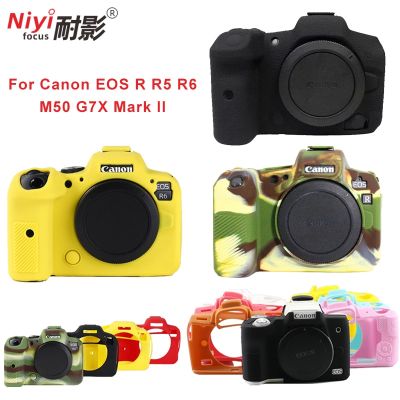 สำหรับ Canon EOS R R5 R6 M50 G7X Mark II อุปกรณ์เสริมสำหรับการถ่ายภาพกระเป๋ายางฝาครอบป้องกันกล้อง SLR เคสซิลิโคนแบบนิ่ม