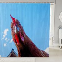 Bernicl Farmhouse Cute Funny Chicken Shower Curtain Farm Animals Printed Bath Curtains Waterproof Fabric Screen Bathroom Decorative