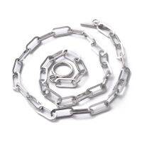 1pc 304 Stainless Steel Paperclip Chain Necklaces with Toggle Clasps Stainless Steel Color 17.99 inch(45.7cm)