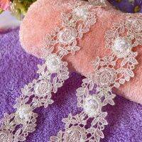 【LZ】 4cm Wide Pink Exquisite Lace Embroidered for Diy Wedding Dress Needlework and Handicrafts Sewing Accessories Ribbon for Crafts