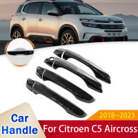 Afor Citroen C5 Aircross 2018 2019 2020 2021 2022 Gloss Black ที่จับประตูด้านนอกสติกเกอร์รถอุปกรณ์ป้องกัน M