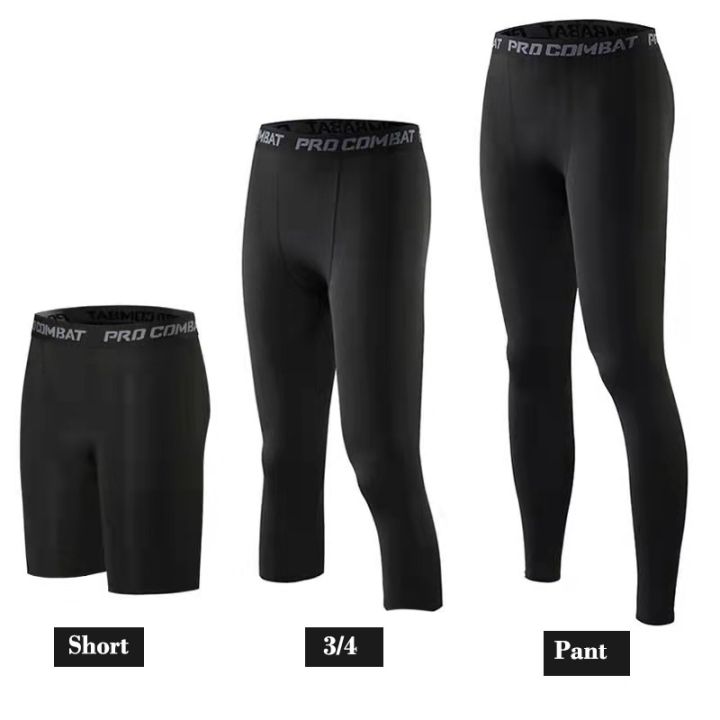 Men Black Leggings Base Layer White Skinny Sports Shorts Gym