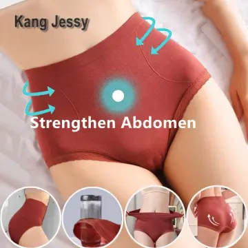 Lace Ice Silk Underwear Women High Waist Tummy Control Panties For