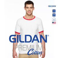 GILDAN® เสื้อยืดกุ๊นคอกุ๊นแขน - ตัวขาว แขนแดง