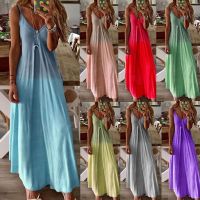 Summer 2023 Womens V-neck Sexy A Version Long Dress Loose Large Strap Dress