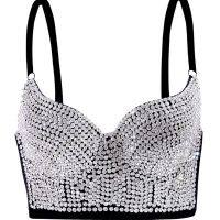 ☍☬ Nightclub stage outfit DS performance costume European and American style camisole outer wear bright diamond tube top top beautiful back corset wholesale