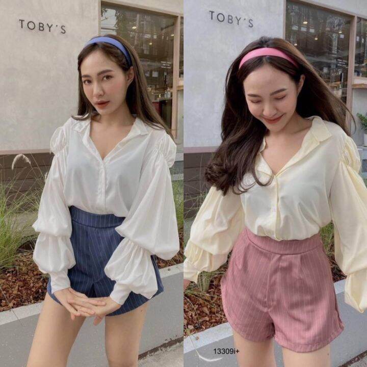 tw13309-set-2-ชิ้น-เสื้อแขนยาวจั้มแขน-กางเกงขาสั้น