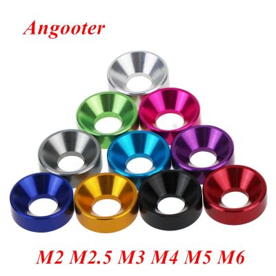 10pcs aluminum flat washer M2 M2.5 M3 M4 M5 M6 colourful anodized Aluminum countersunk head washer Gasket for Screws Bolts Wall Stickers Decals