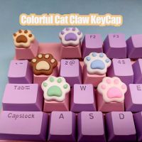 （Miss qis keycap）3D ส่วนบุคคลที่สร้างสรรค์ของกรงเล็บแมวน่ารัก DIY คีย์บอร์ดแบบกลไกตกแต่งหมวกคีย์การ์ตูนสีชมพูที่กำหนดเอง