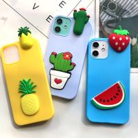 A 51 3D Case on for Funda Samsung Galaxy A21S A51 A71 A31 A21 A41 A11 A01 Core Case Cartoon Cactus Silicone Cover Bumper Women