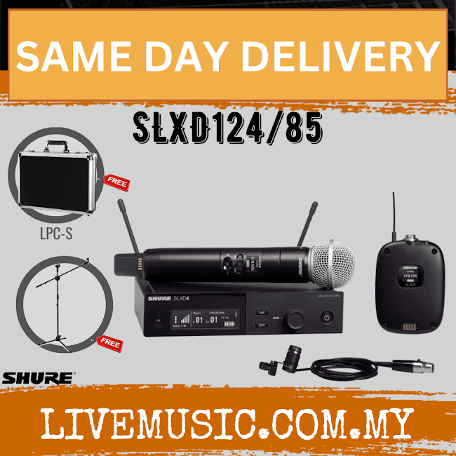 Shure SLXD124/85 Digital Wireless Combo Microphone With Gator GM