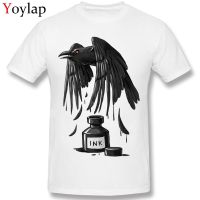 Retro Style Mens T Shirt Cotton Tops &amp; Tees Fashion Summer Fall Short Sleeve Crew Neck Cartoon Animal Print Clothing Ink Raven