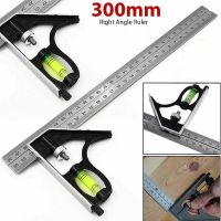 Square Ruler Set Kit 300mm (12") Adjustable Engineers Combination Try None Right Angle Ruler with Spirit Level and Scriber Shoes Accessories