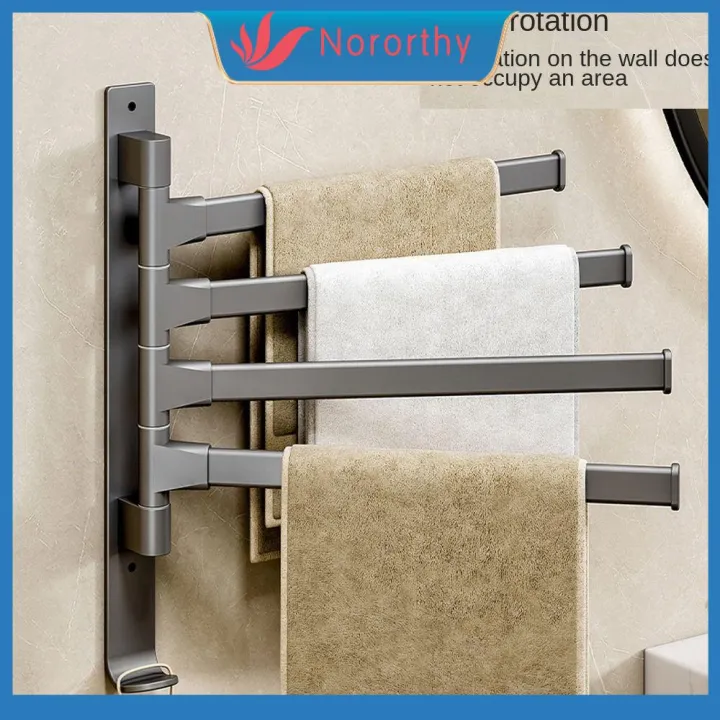 NORORTHY with hooks Rotating Towel Rack Wall Mount Hanger Holder Towel
