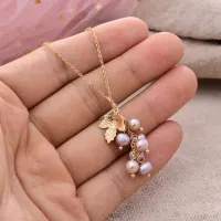 Original Handmade 14K Gold Filled Natural Freshwater Purple Pearl Maple Leaves Design Ladies Pendant Necklace Jewelry Promotion