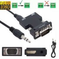 HDMI หญิงเพื่อ VGA ชายแปลง w / อะแดปเตอร์เสียงสนับสนุนสัญญาณ 1080P