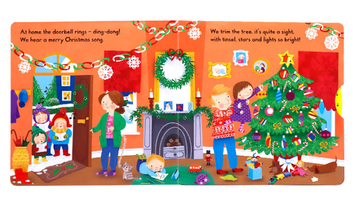 busy-series-busy-christmas-operation-mechanism-book-english-original-picture-book-busy-christmas-push-pull-sliding-mechanism-paperboard-book-0-1-3-6-year-old-childrens-enlightenment-game-toy-book-earl