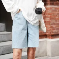 Genayooa Streetwear Cotton Denim Shorts Jeans Light Blue Biker Shorts Women Korean 2021 Summer High Waist Short Feminino Chic