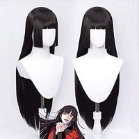 {AH Department Store}100เซนติเมตร Jabami Yumeko วิกผมคอสเพลย์สีดำยาวตรงกับเรียบอะนิเมะสำหรับฮาโลวีนปาร์ตี้วิกผมหมวก