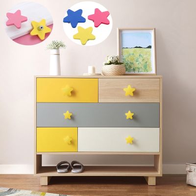 ▧✾✾ 1pcs Children Rubber Door Handles Cute Pink Blue Star Kitchen Handles Cabinet Knobs and Handles Furniture Handle Drawer Pulls