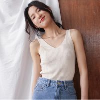 24H801 V-neck Camisole Female 2020 Summer Tide Thin Sleeveless Top with Ice Silk Soft Loose Loose Knitted Wear