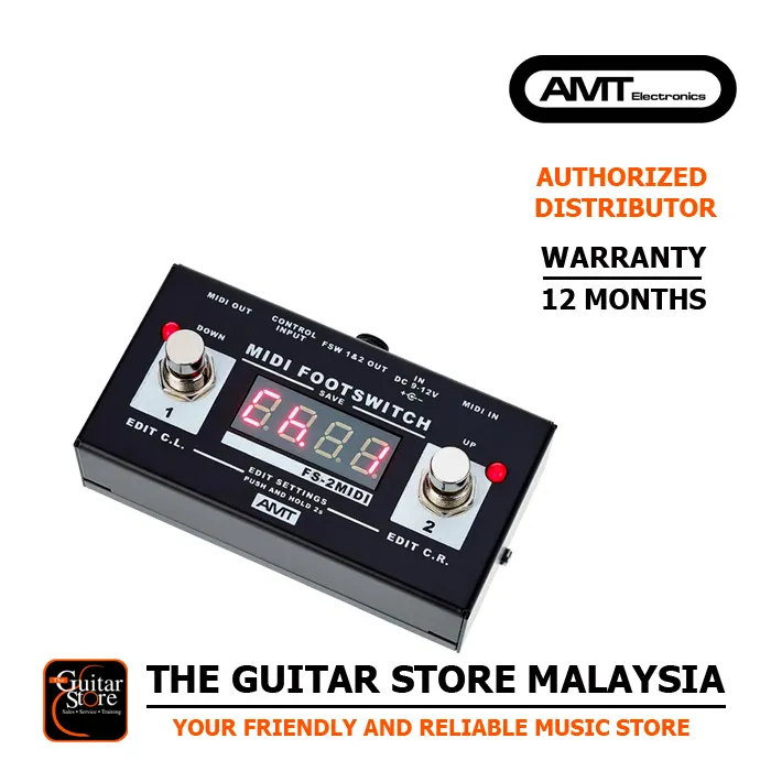 AMT FS-2MIDI 2-button Footswitch and MIDI Controller Guitar Effect 
