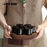 MHW-3BOMBER Storage Canister Set 7 glass canisters+walnut tray ที่เก็บเมล็ดกาแฟ