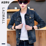 ASRV Áo Khoác Nam Có Túi Cổ Vuông Dễ Phối Áo Khoác Denim Thường Ngày Hàn