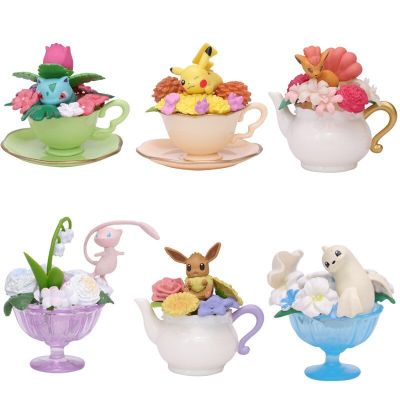 6ชิ้น/เซ็ต Pokemon Pikachu ของเล่นดอกไม้ Teacup Dream ตุ๊กตาเอลฟ์ตัวน้อยทำตุ๊กตาอะนิเมะคอลเลกชั่นของเล่นโมเดล Pvc