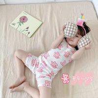 Baby nong พิเศษชุดนอนเด็ก ชุดเด็กผู้ชาย ผ้าเช็ดตัวเด็ก ผ้าตาข่ายบาง เสื้อกั๊กเด็กชายและเด็กหญิง ชุดเครื่องปรับอากาศ (1ชุด2ชิ้น) 2สี4ไซด์95-125