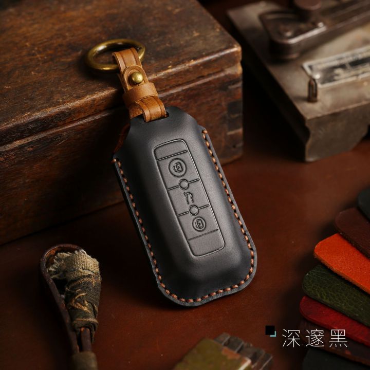 luxury-leather-car-key-case-cover-fob-protector-for-qoros-3-2013-2021-5-7-5s-3gt-suv-accessories-keychain-holder-keyring-shell