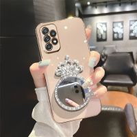 [On1ine 3C Digital} Electroplated สำหรับ Samsung Galaxy A82 A72 A71 A52 A50 A53 A51 A32 A22 A23 A33 A13 A12 5G 4G Shining Crown Mirror ปกหลัง