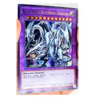 Yu Gi Oh SR Blue-Eyes สุดยอดมังกรของสะสมงานอดิเรกของเล่น DIY อังกฤษคอลเลกชันเกมอะนิเมะการ์ด